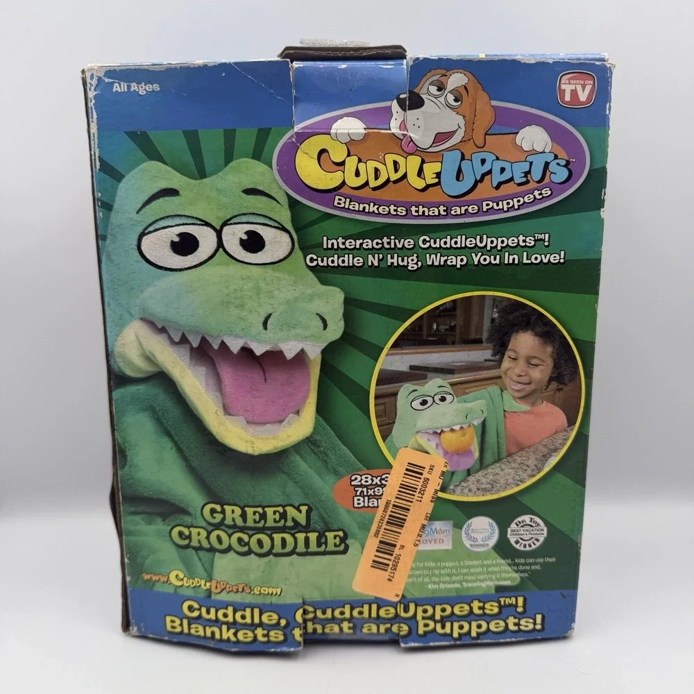 Cuddleuppets Puppet Blanket Alligator Crocodile 28x39 Green Jay @ Play